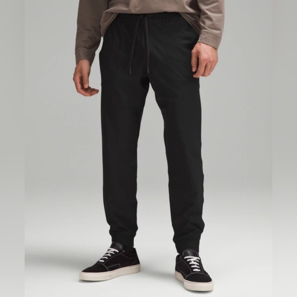 Lululemon Men’s Black ABC Joggers Size M – Recycled Polyester, Zipper Pockets